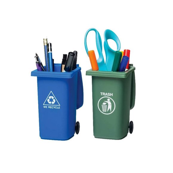 Bigmouth Mini Trash & Recycling Bins Desk Storage Caddy Set Holder - Picture 2 of 3